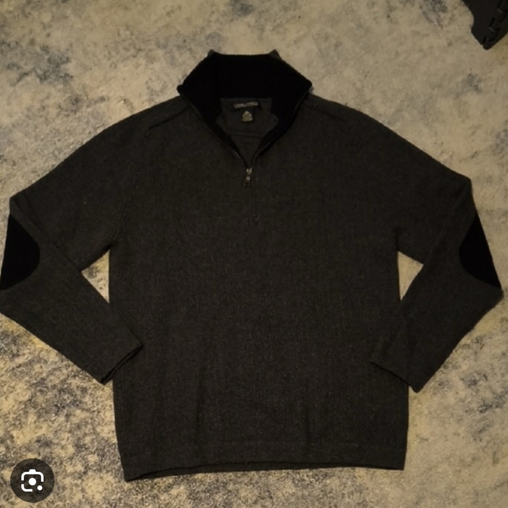 Elegant Banana Republic Dark Gray Zip-Up Sweater Lambswool Cashmere